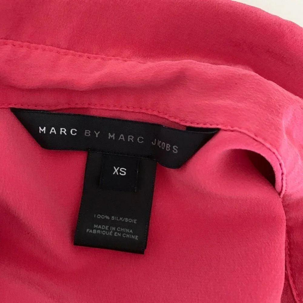 Marc by Marc Jacobs Pink Button Front Silk Blouse XS Luxury Workwear - Picture 5 of 8